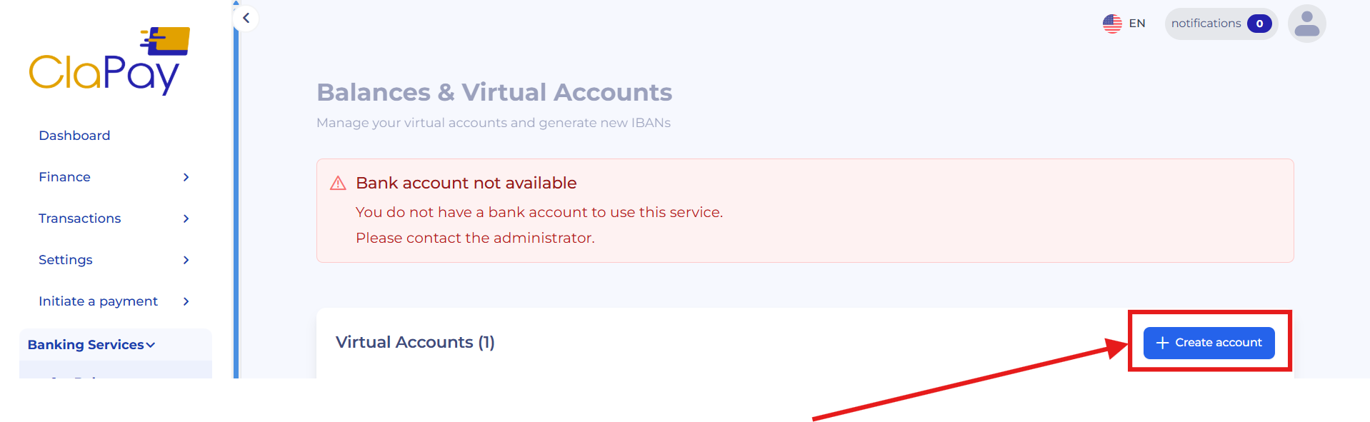 create virtual accounts