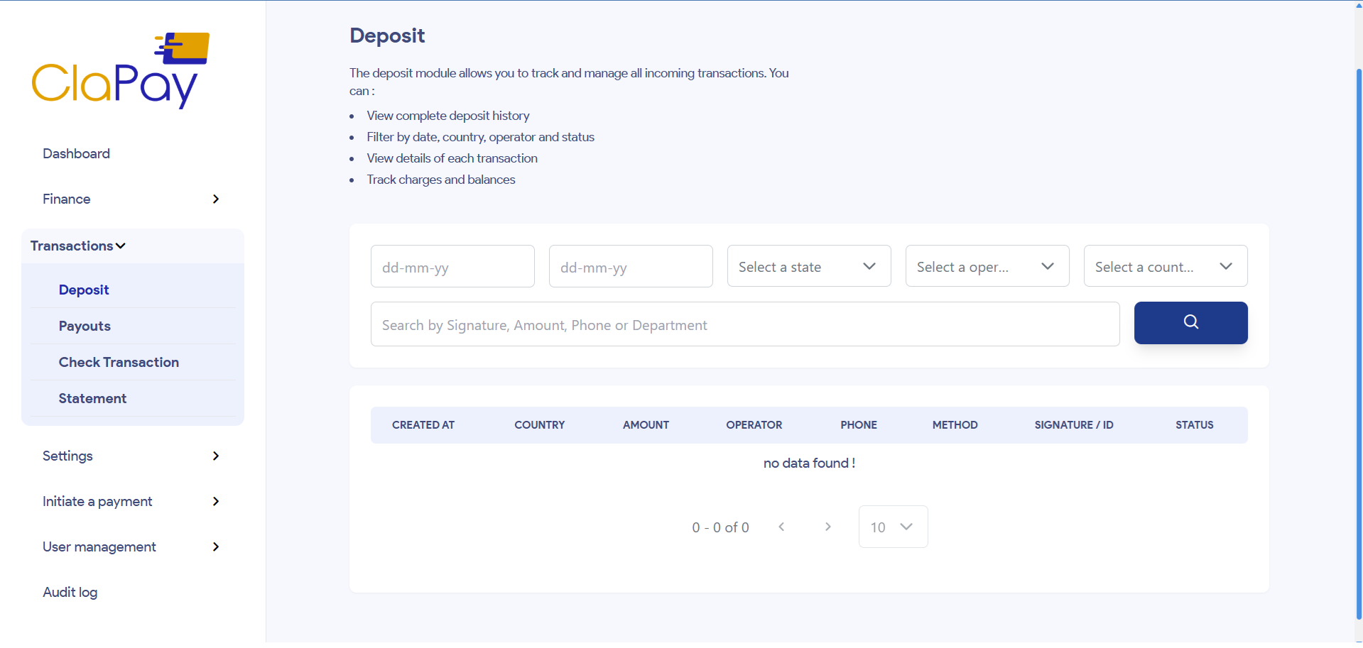 Deposit Overview