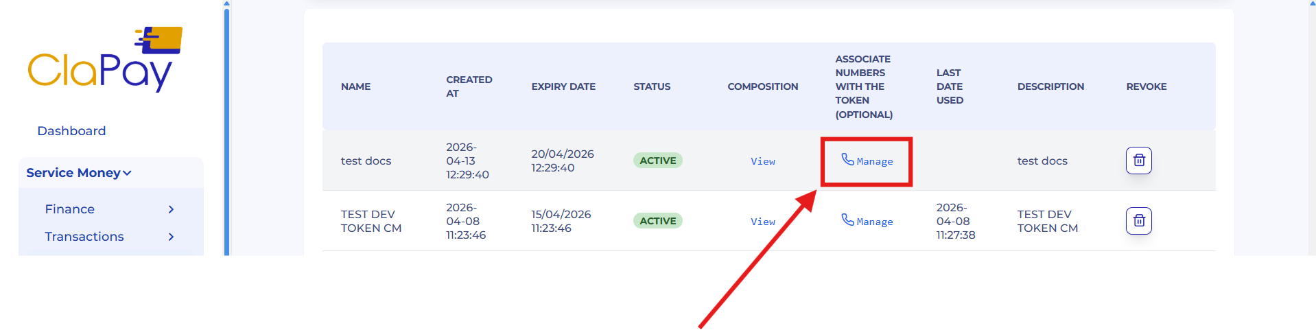 Manage Token Numbers
