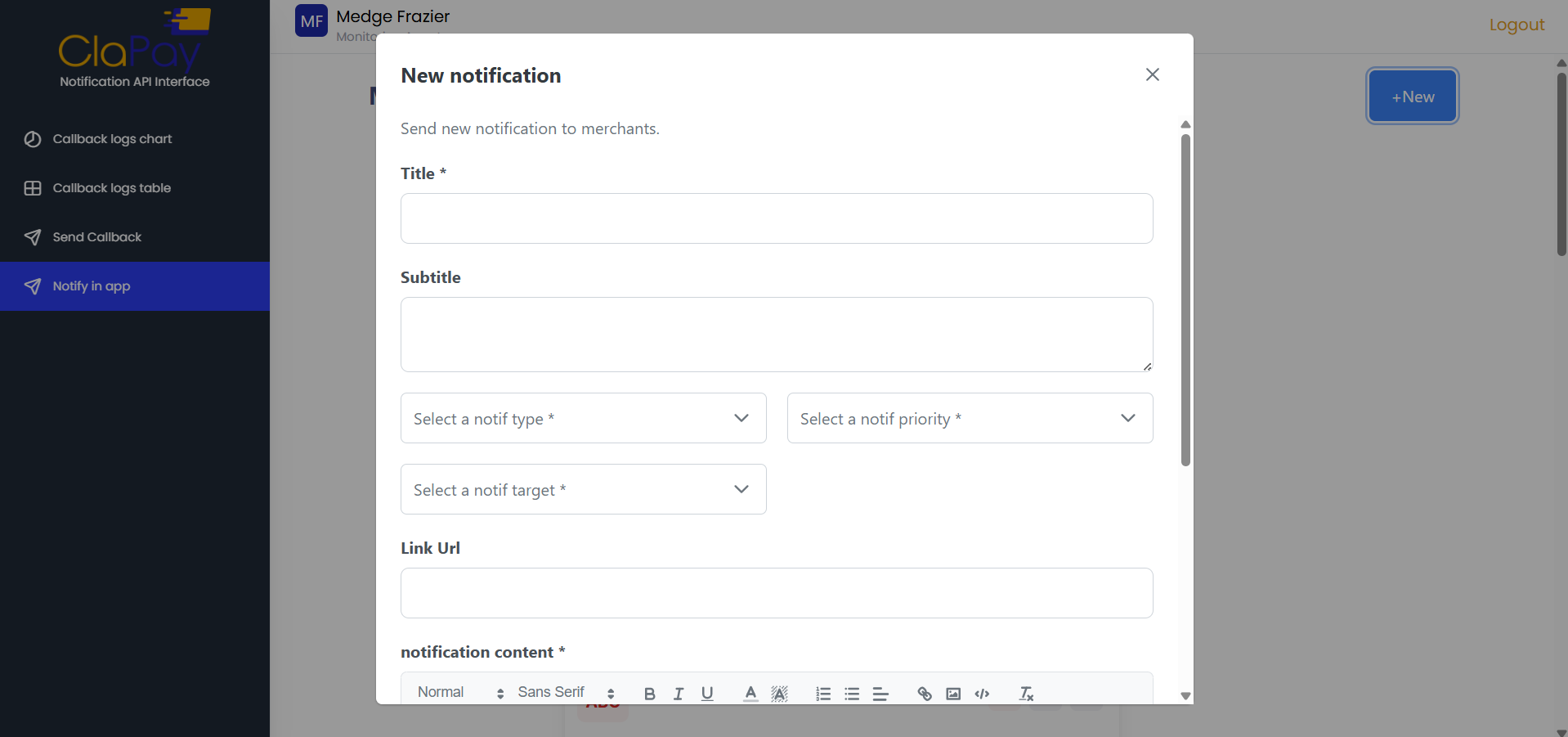 Fill Notification Form