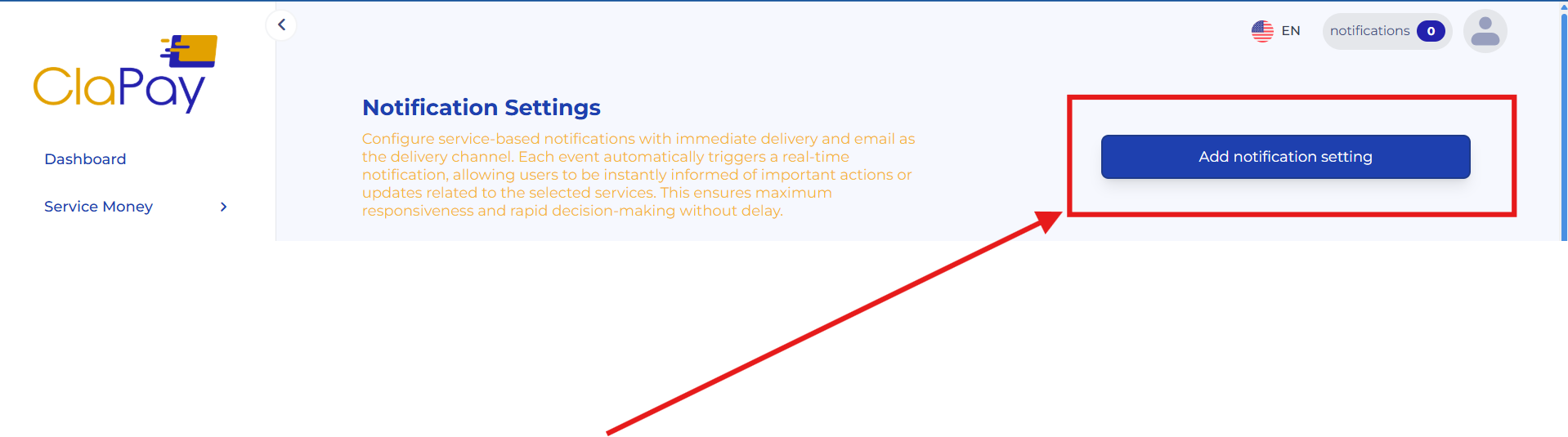 Add Notification Settings Button