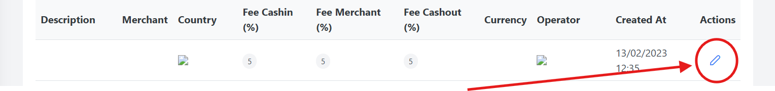 Edit Merchant Fee