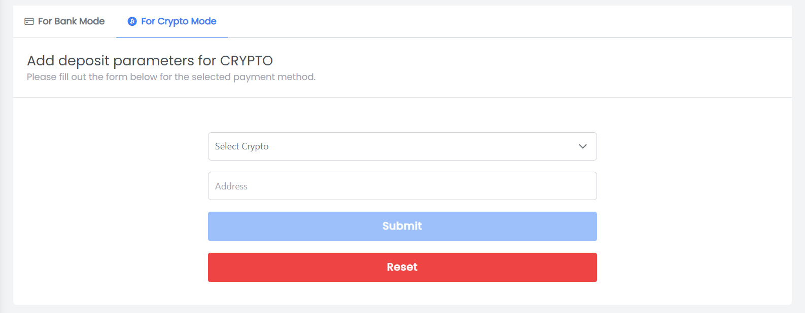 Crypto Currency Form
