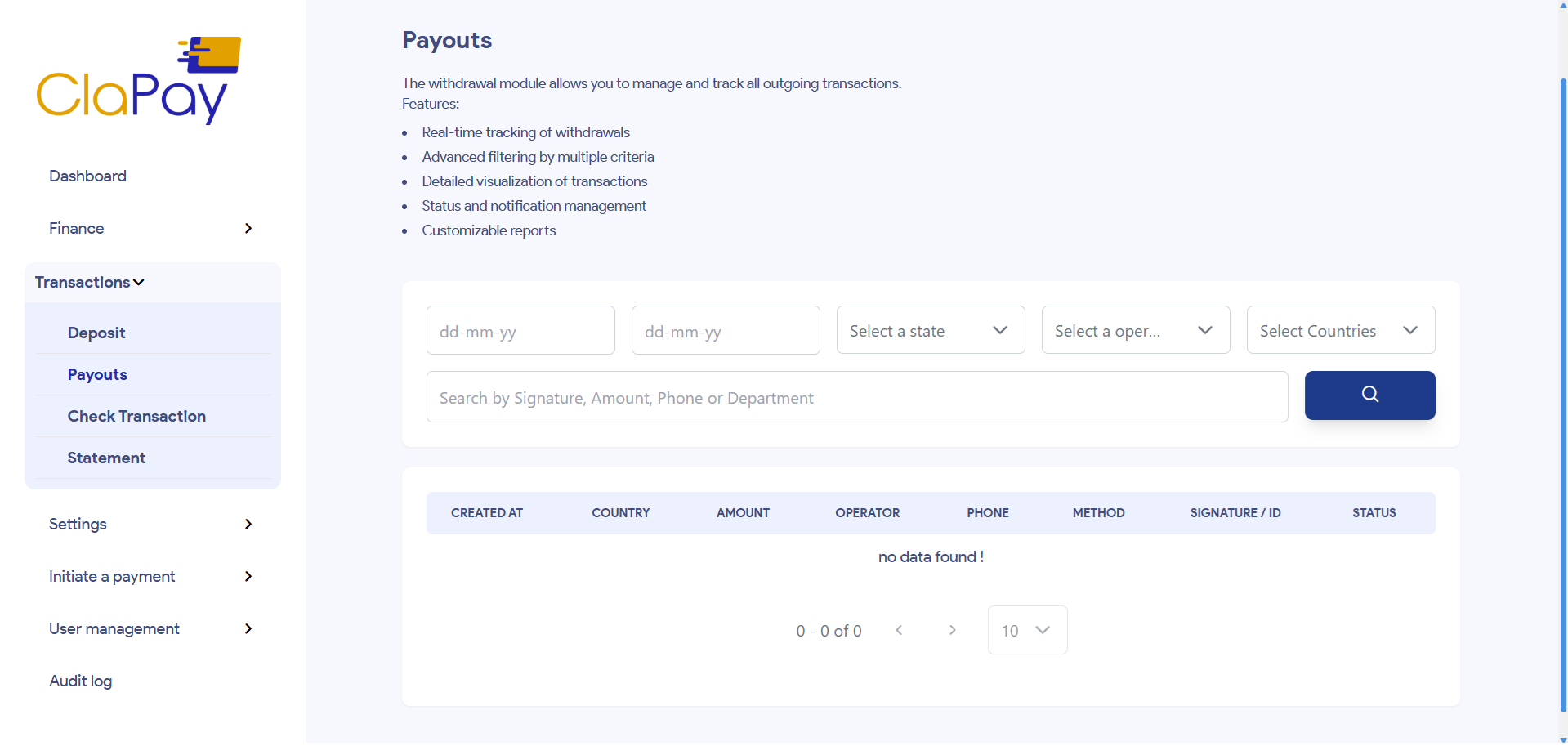 Payout Overview