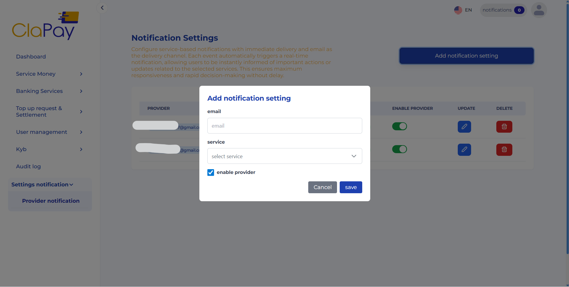 Notification Settings Form