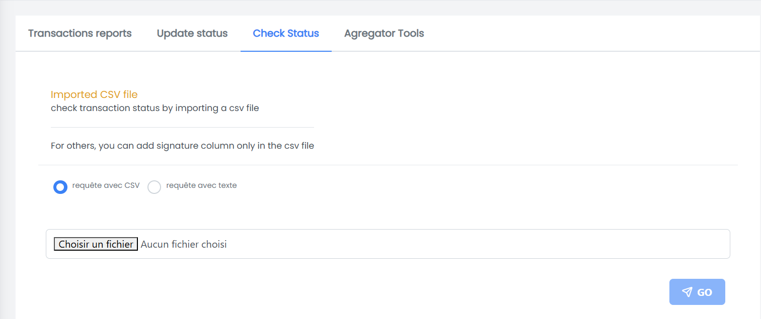 Check Transactions Status CSV